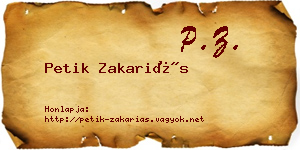 Petik Zakariás névjegykártya